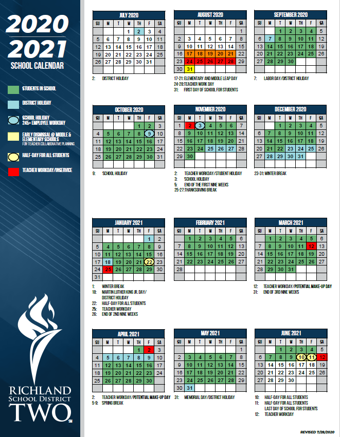 Richland District 2 Calendar 2024 2025 Kanya Sheela